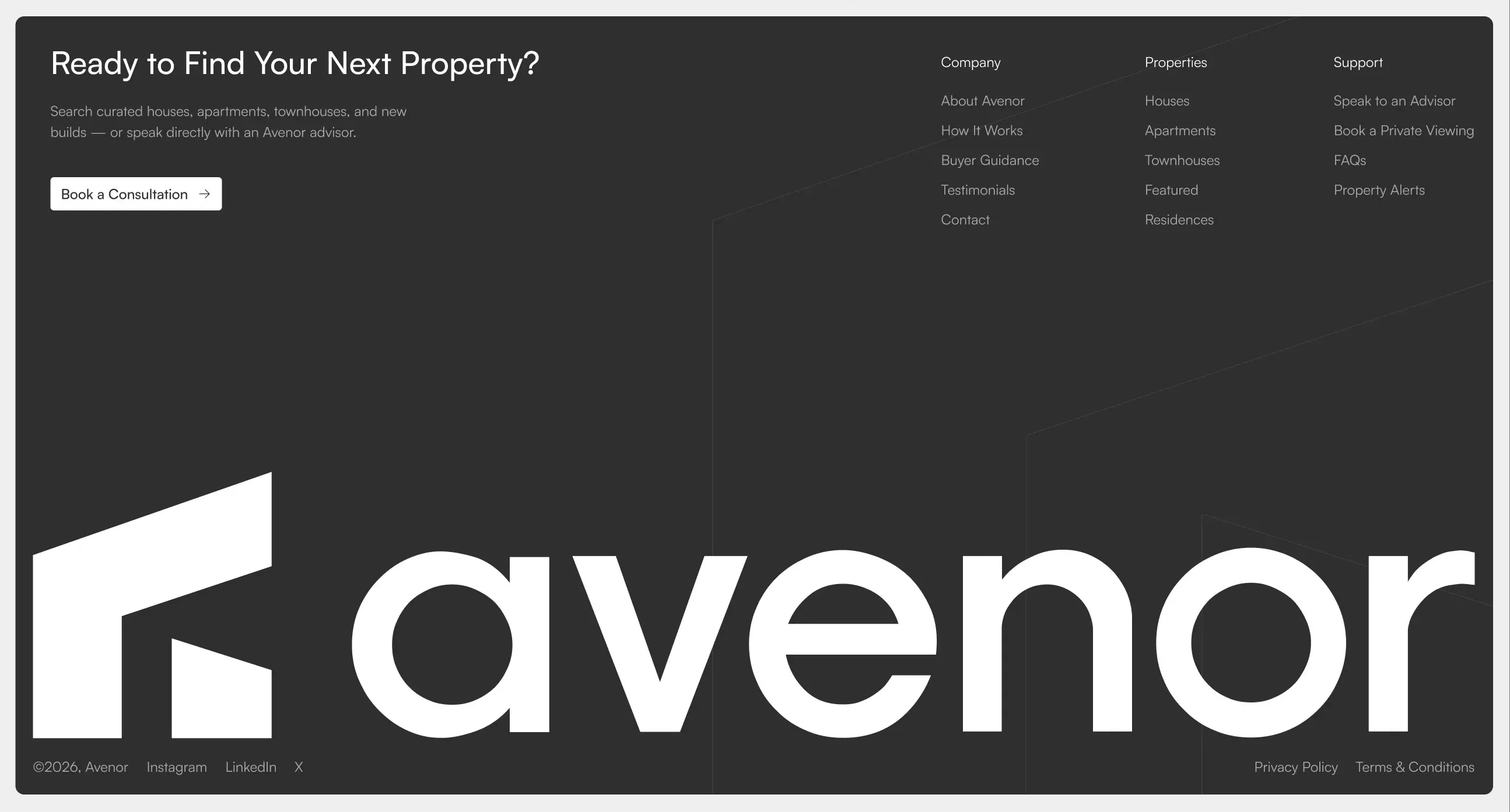 Avenor Footer with CTA & Oversized Logo — Footer section from Dribbble