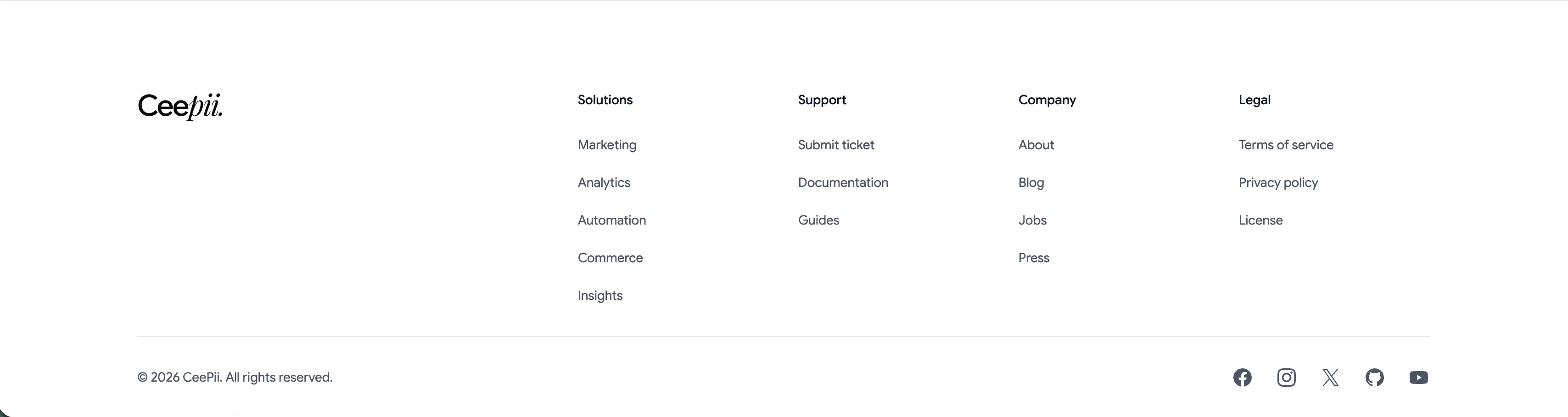 Ceepii Multi-Column Footer With Social Links — Footer section from Ceepii-nextjs-template