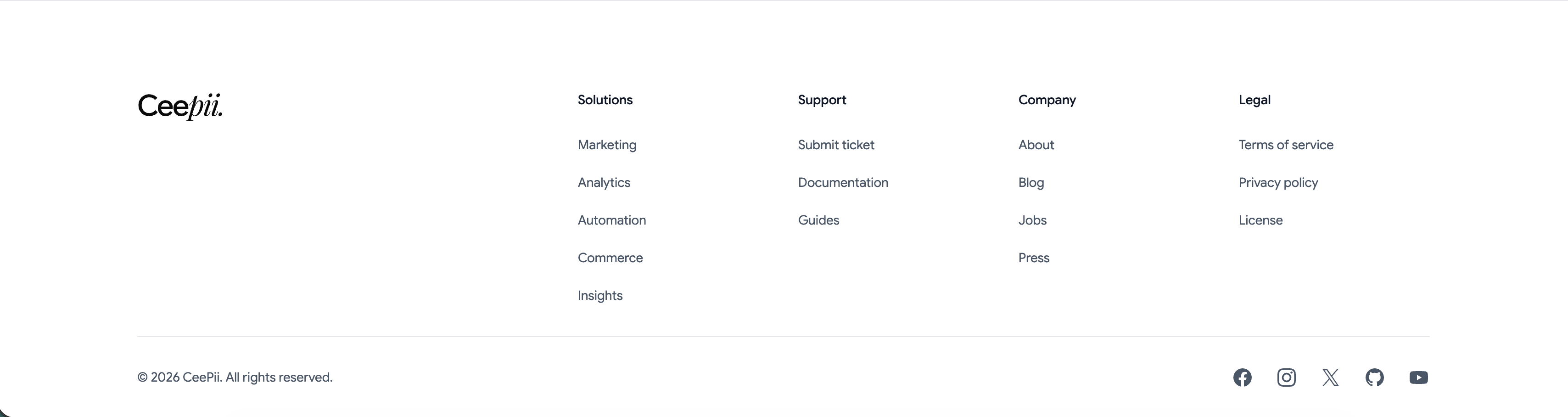 Ceepii Multi-Column Footer With Social Links — Footer section from Ceepii-nextjs-template