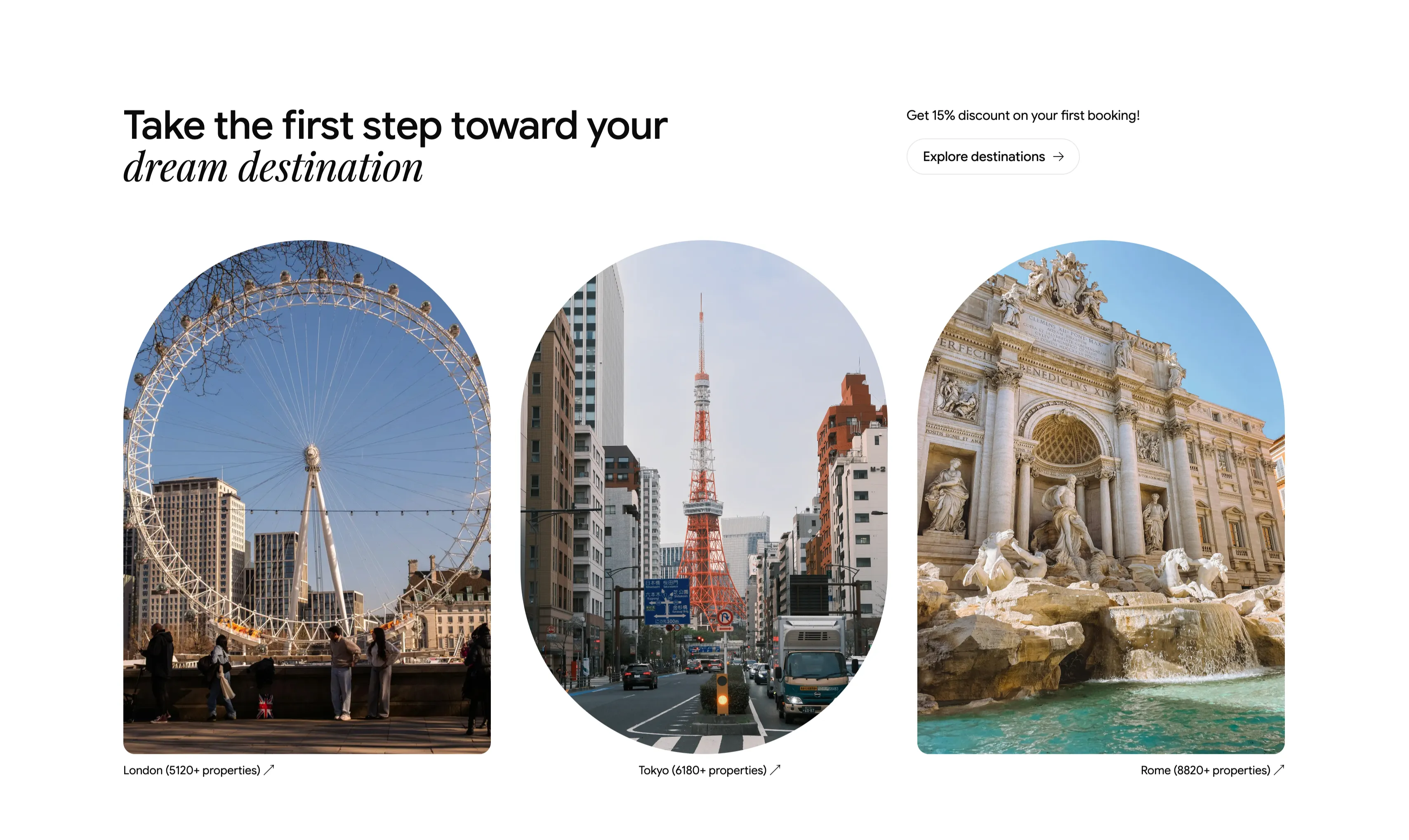 Dream Destination Trio With Arched Photos — Gallery section from Ceepii-nextjs-template