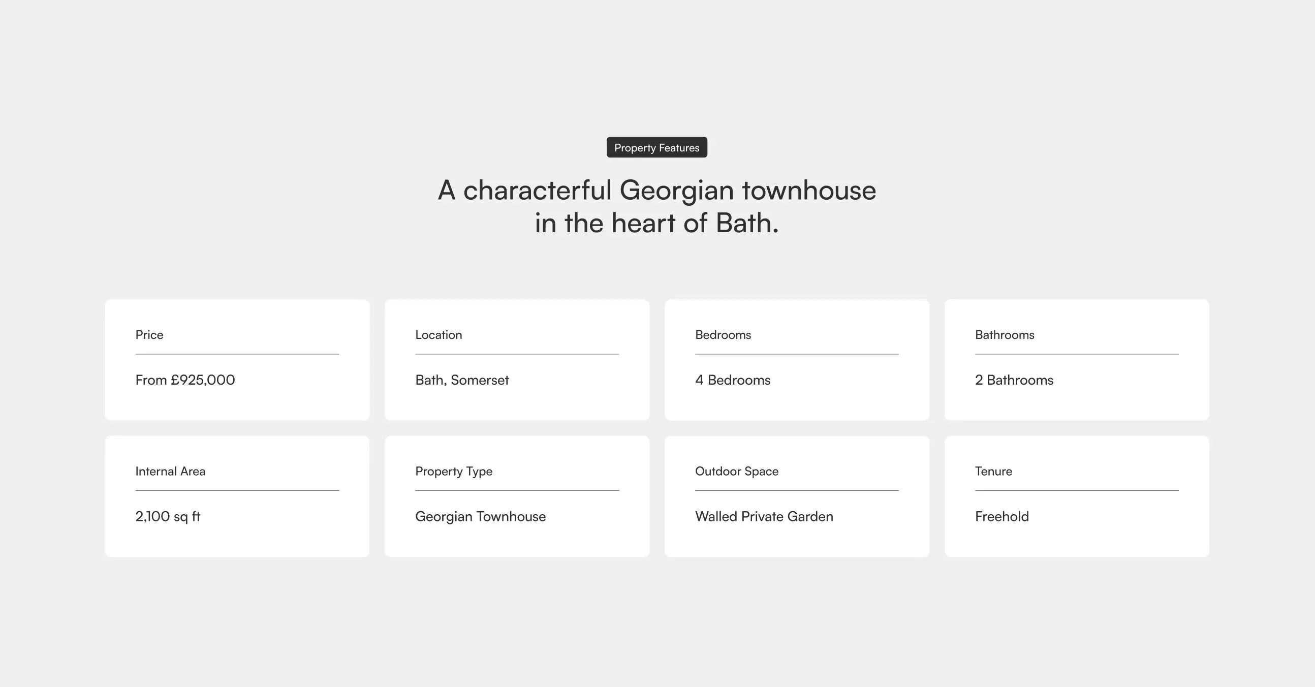 Property Features Grid — Features section from Dribbble
