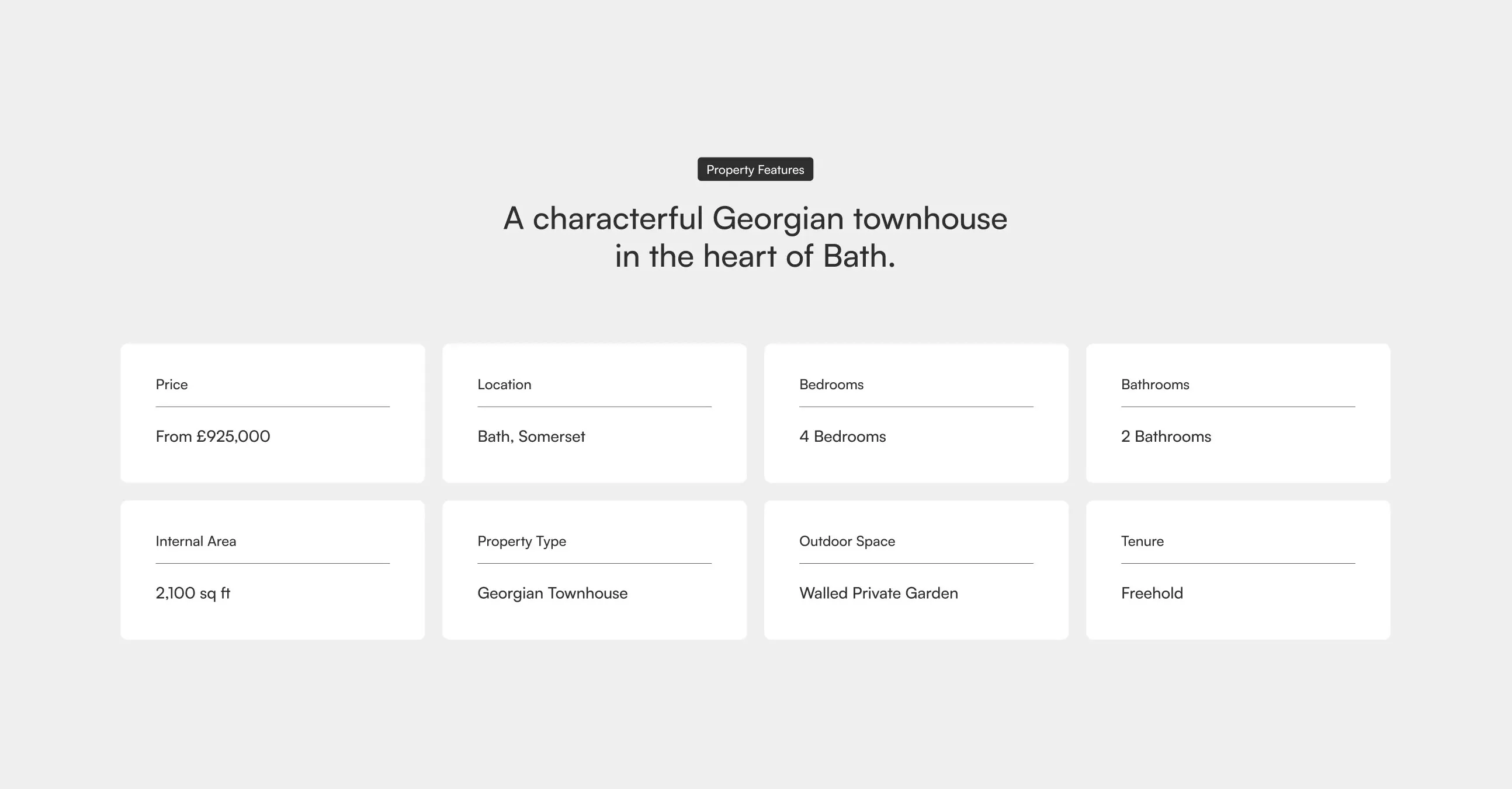 Property Features Grid — Features section from Dribbble
