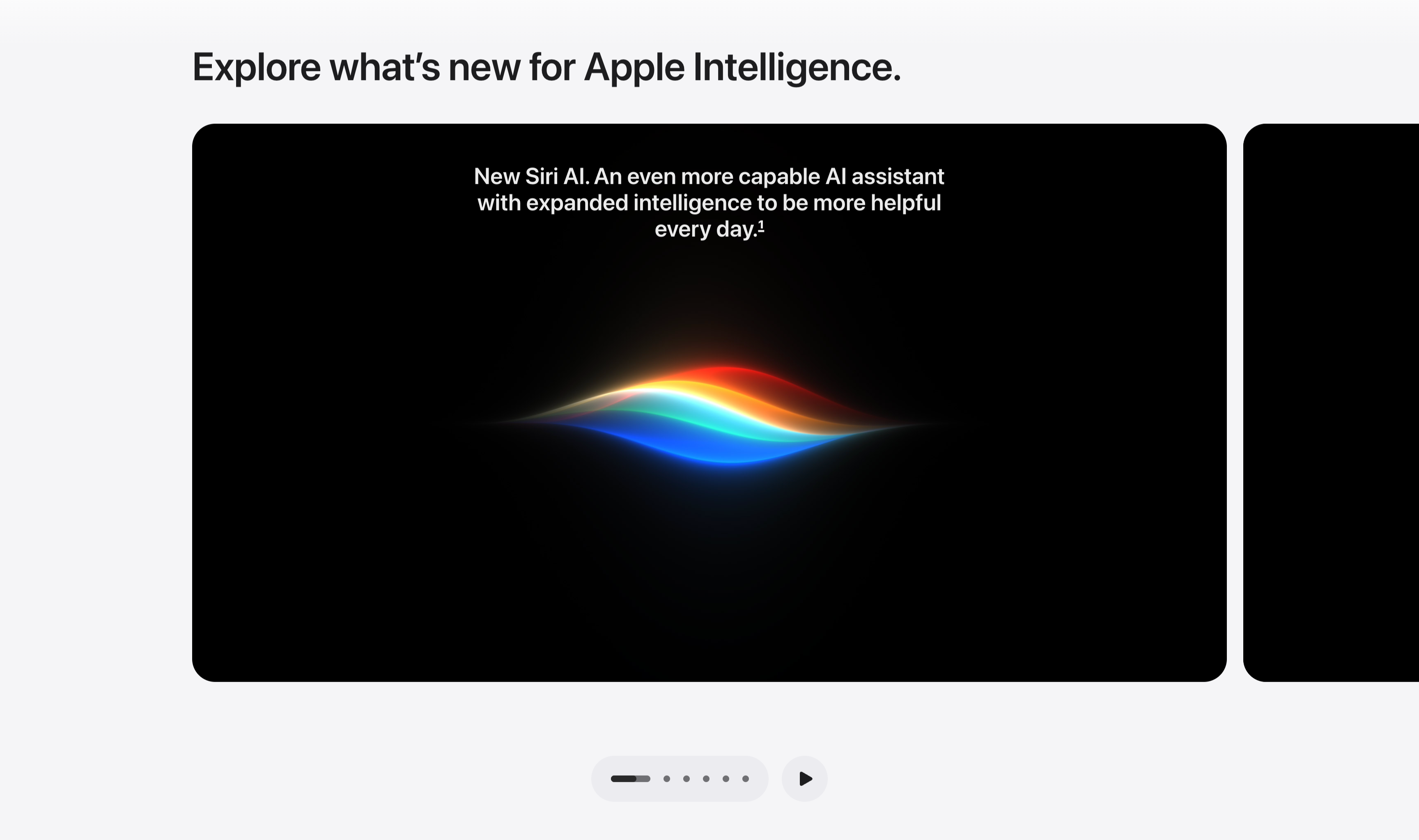 Explore What's New Dark Media Carousel — Carousel section from Apple