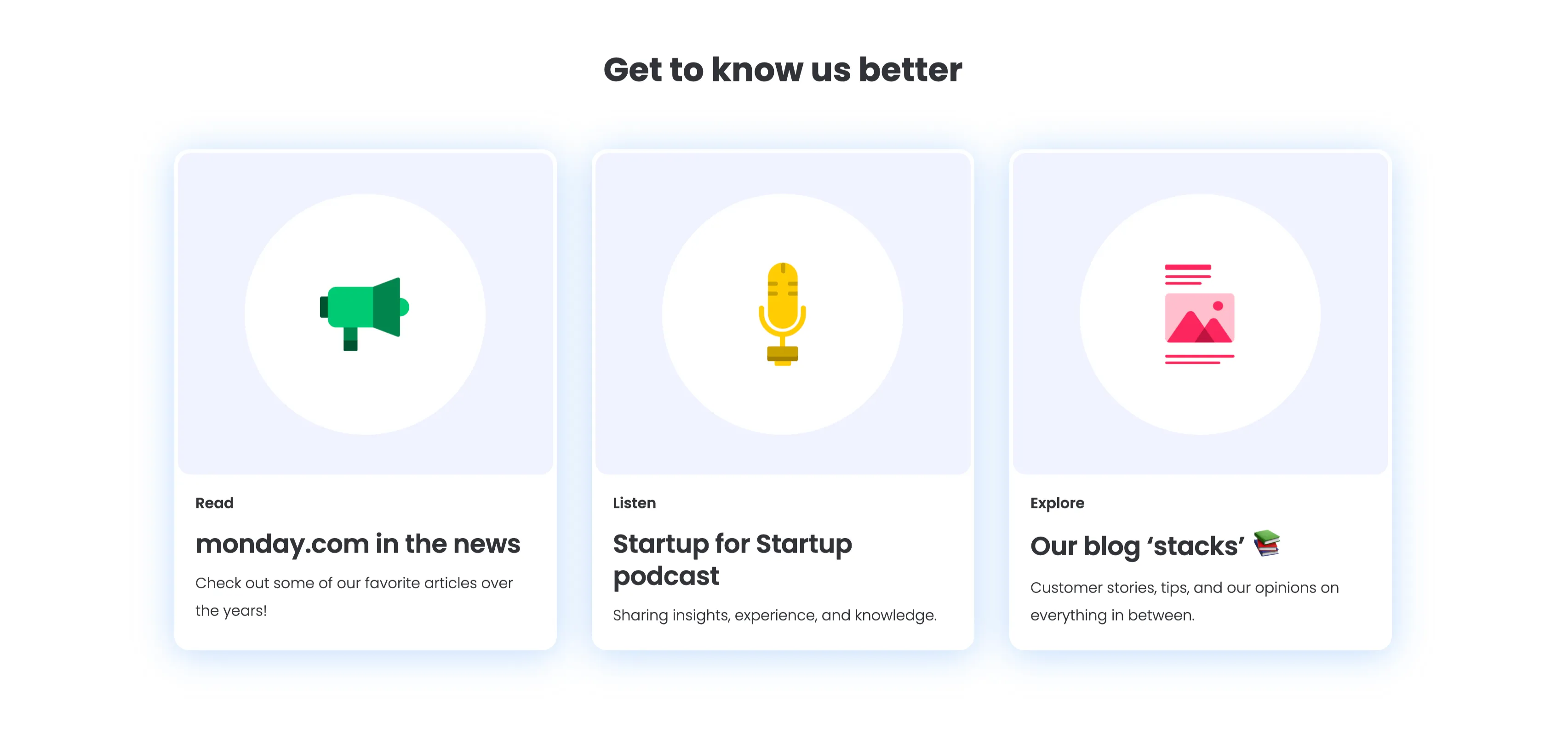 Get To Know Us Better Resource Cards — Features section from Monday