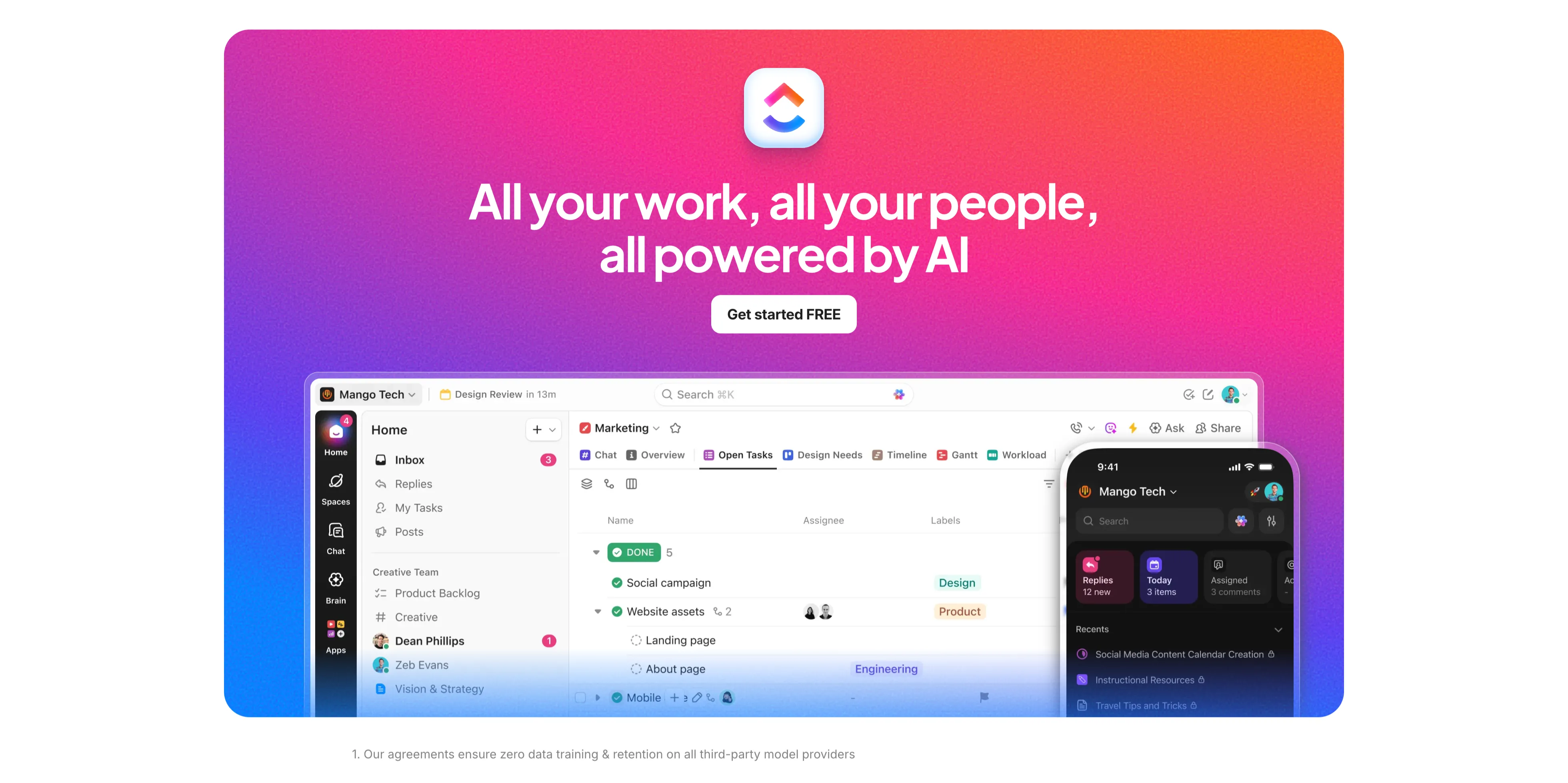 Gradient Closing CTA With App UI — CTA section from Clickup