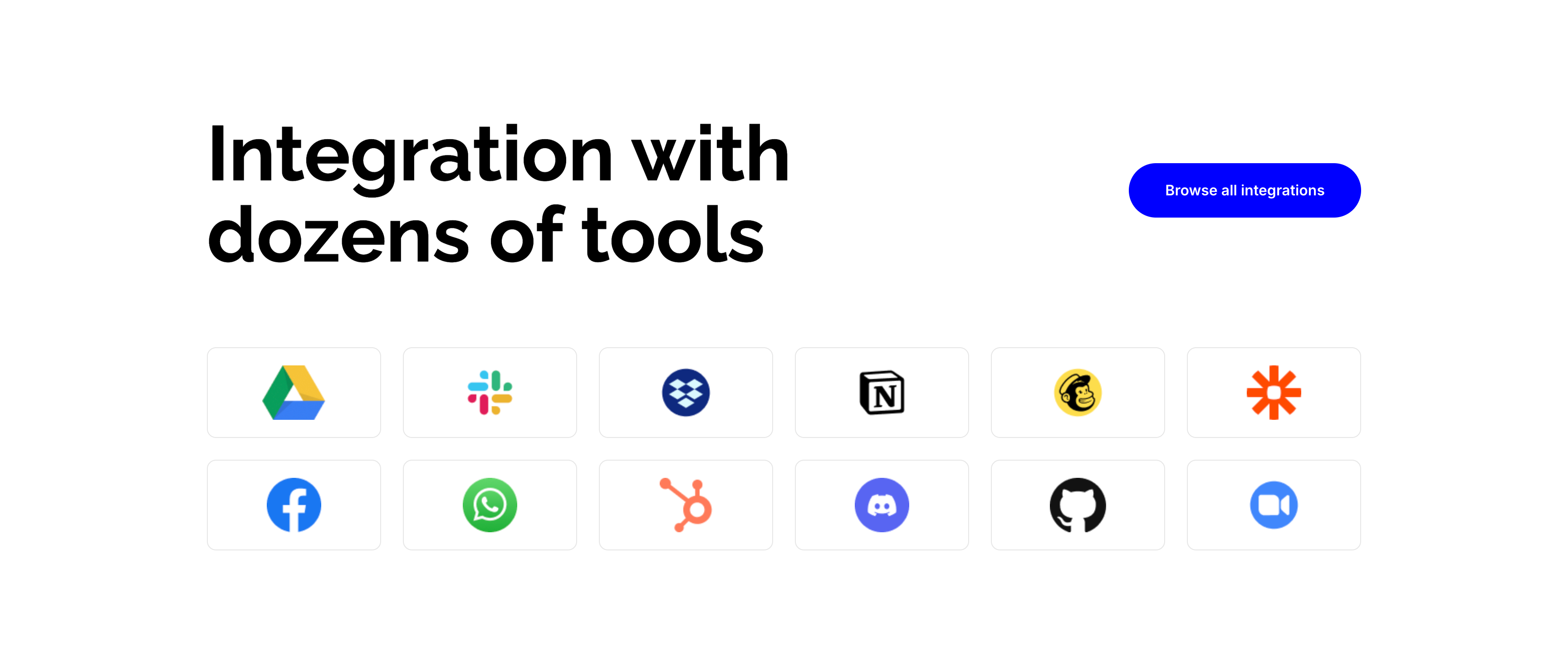 Integration With Dozens Of Tools Icon Grid — Logo section from Zubuz