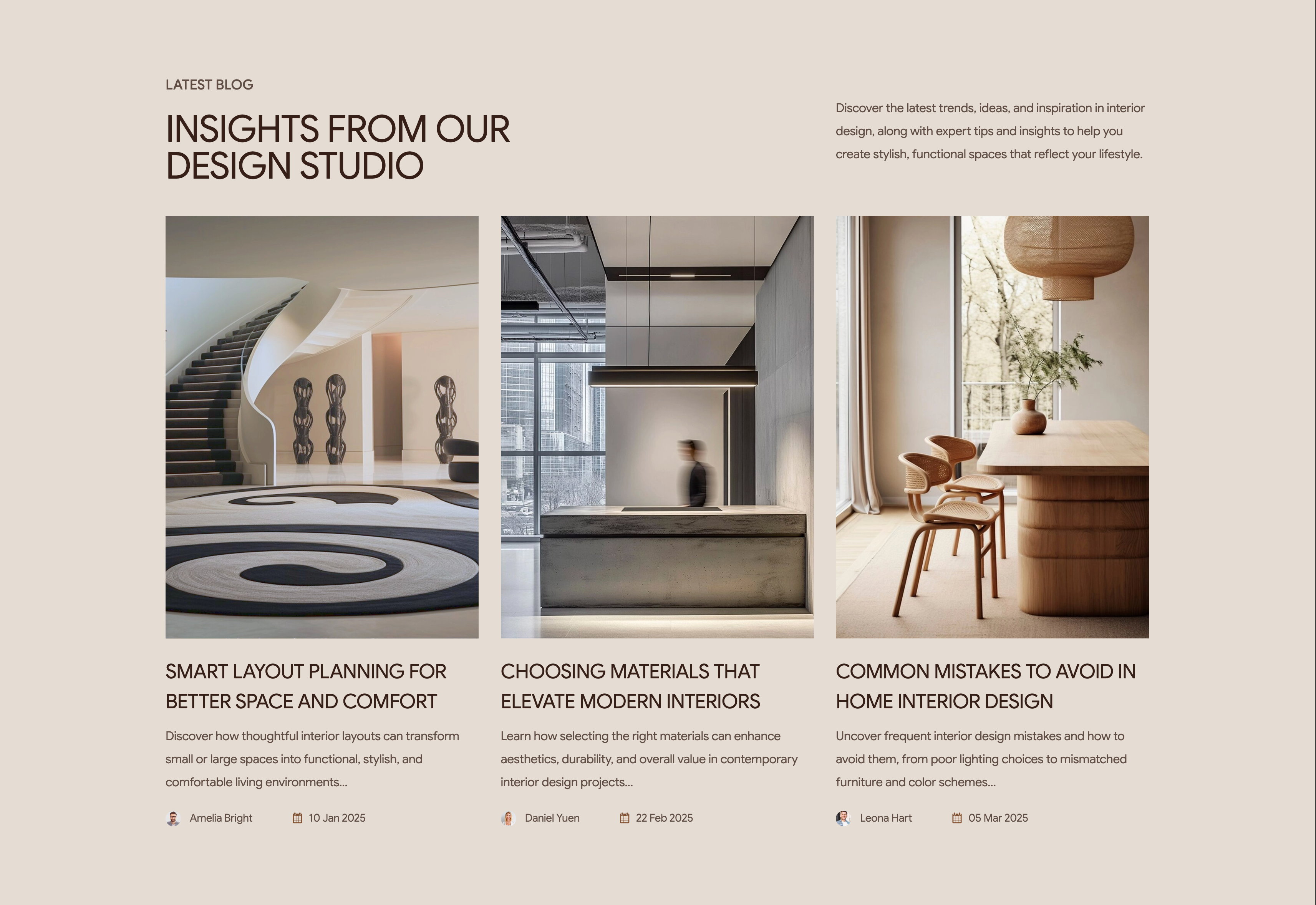 Intrio Latest Blog Three-Card Grid — Listing section from Madebydesignesia