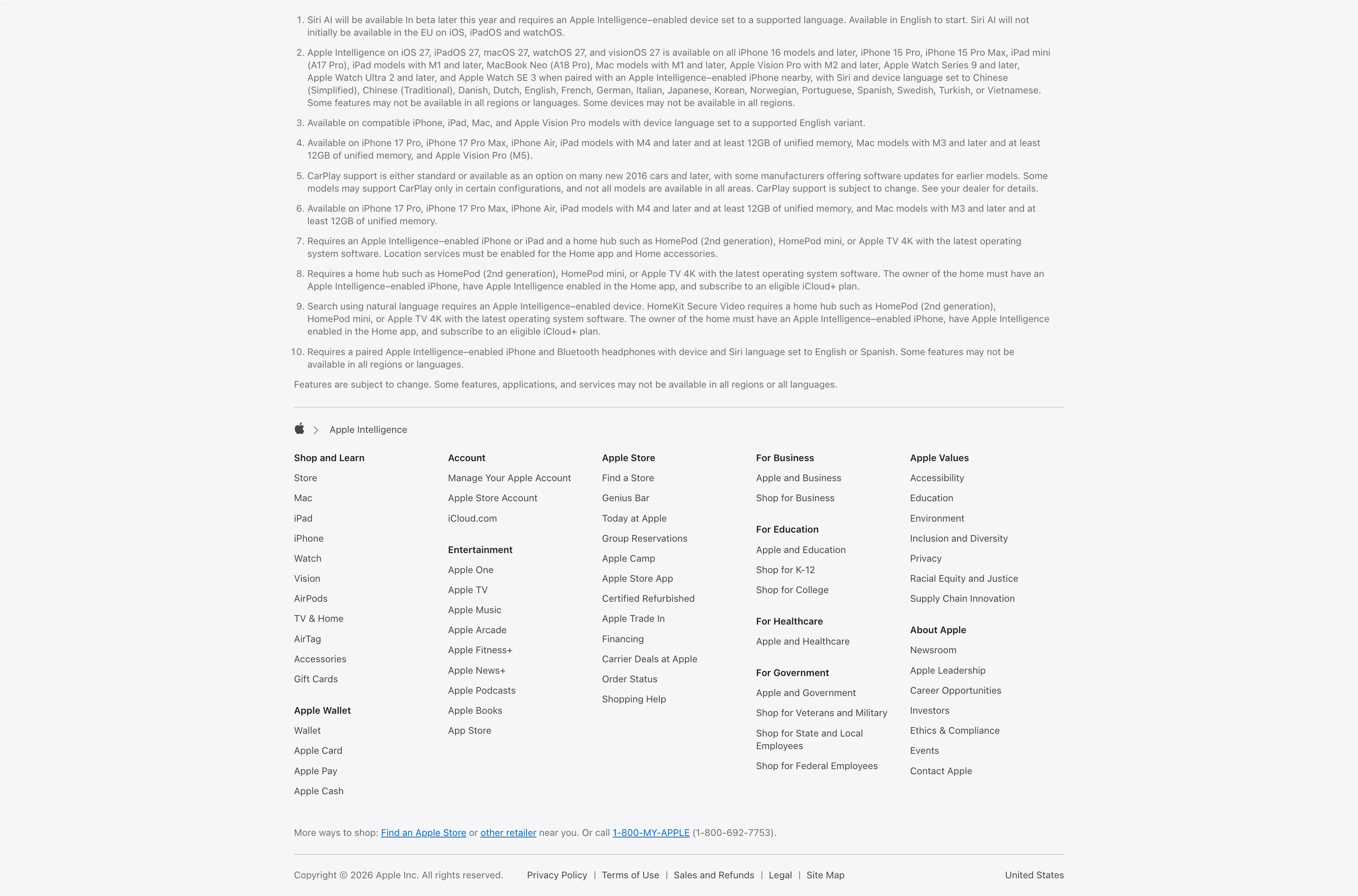 Legal Footnotes And Multi-Column Footer — Footer section from Apple