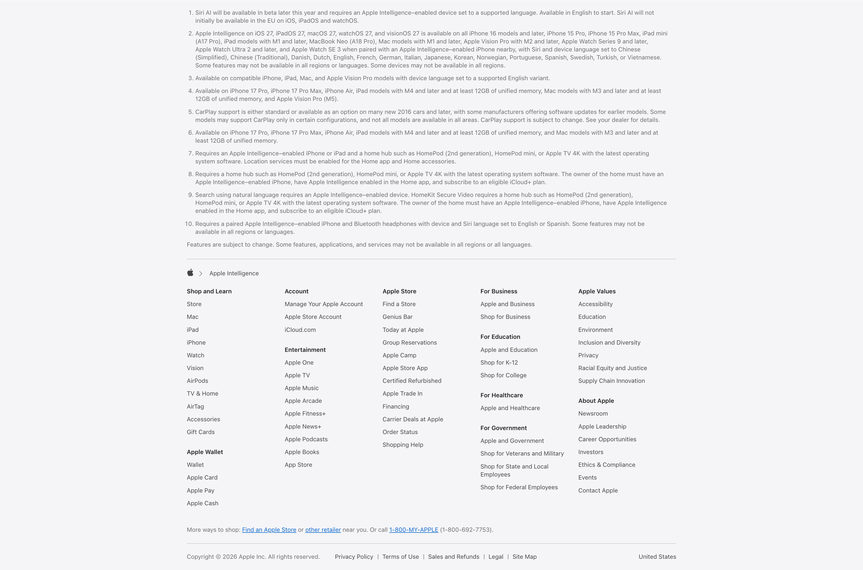 Legal Footnotes And Multi-Column Footer — Footer section from Apple