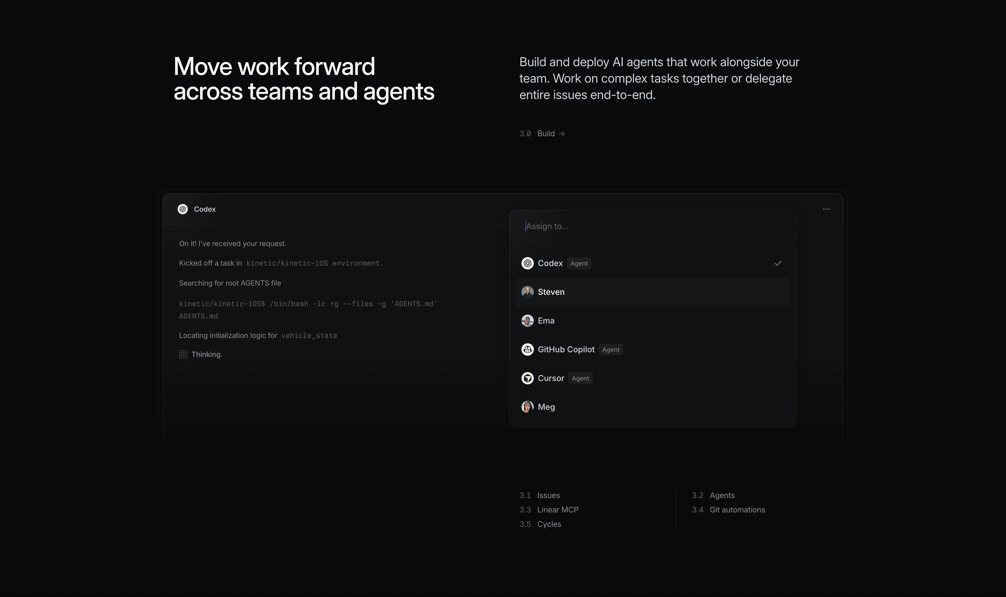 Linear Build Feature With Agent Assignment — Content section from Linear