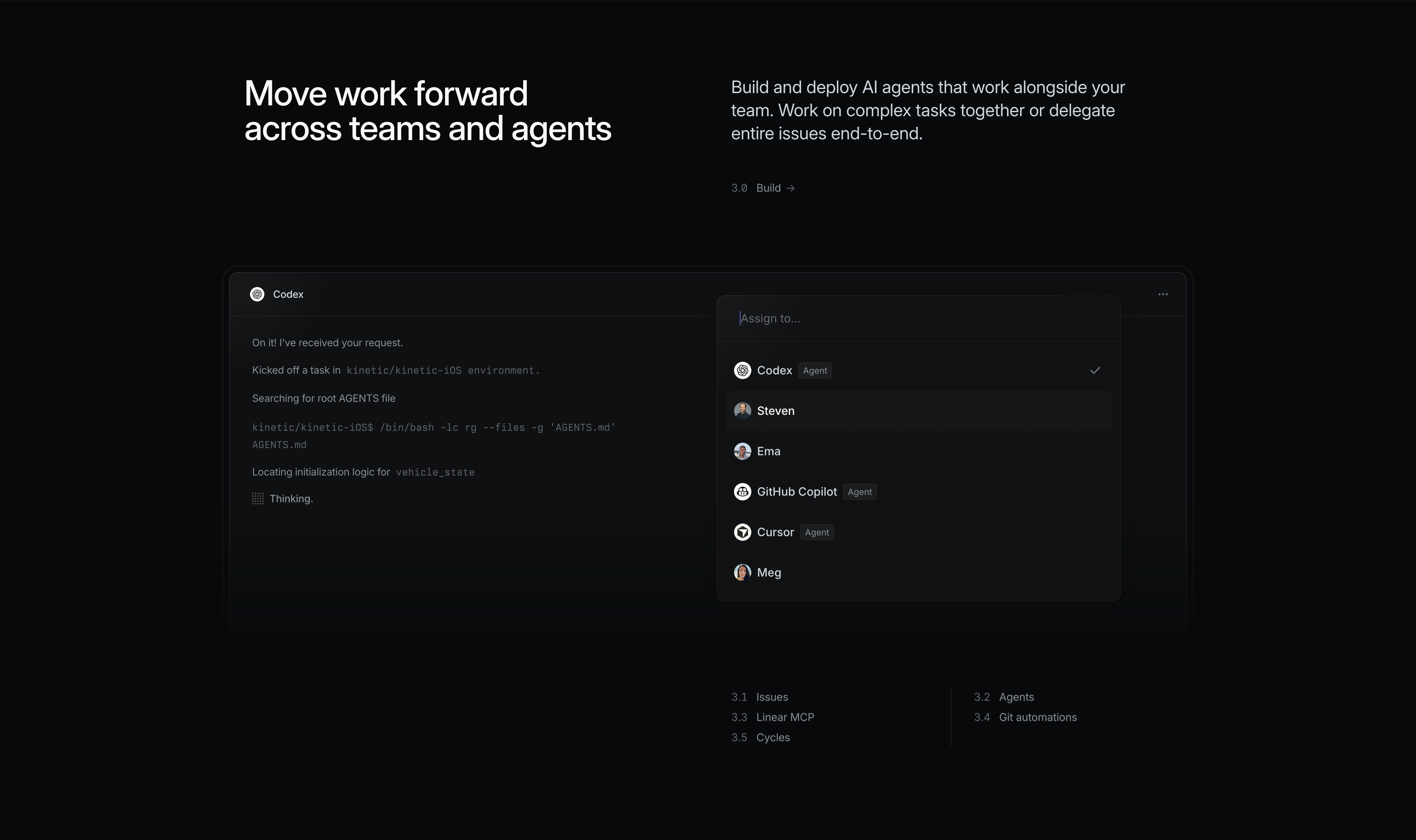 Linear Build Feature With Agent Assignment — Content section from Linear
