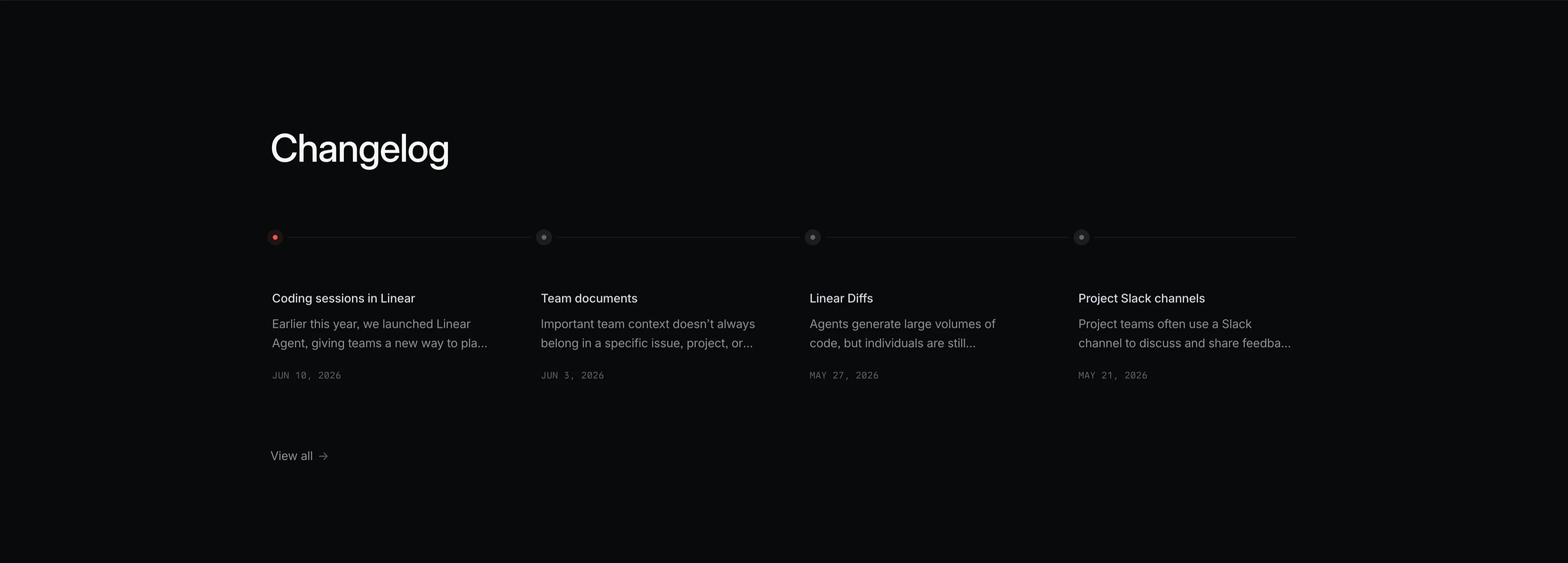 Linear Changelog Timeline — Content section from Linear
