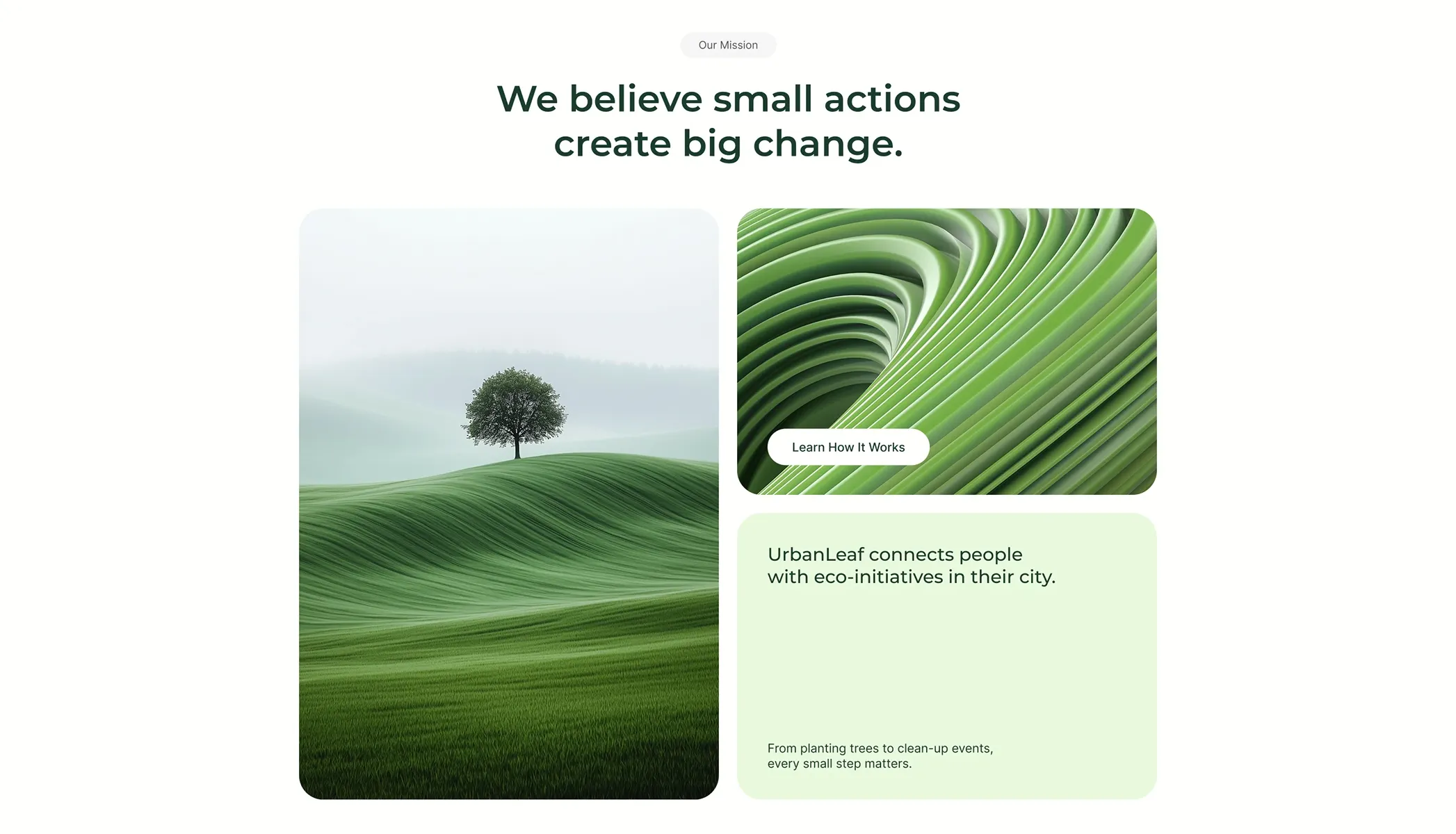 Mission Statement With Image Pair — Content section from Behance
