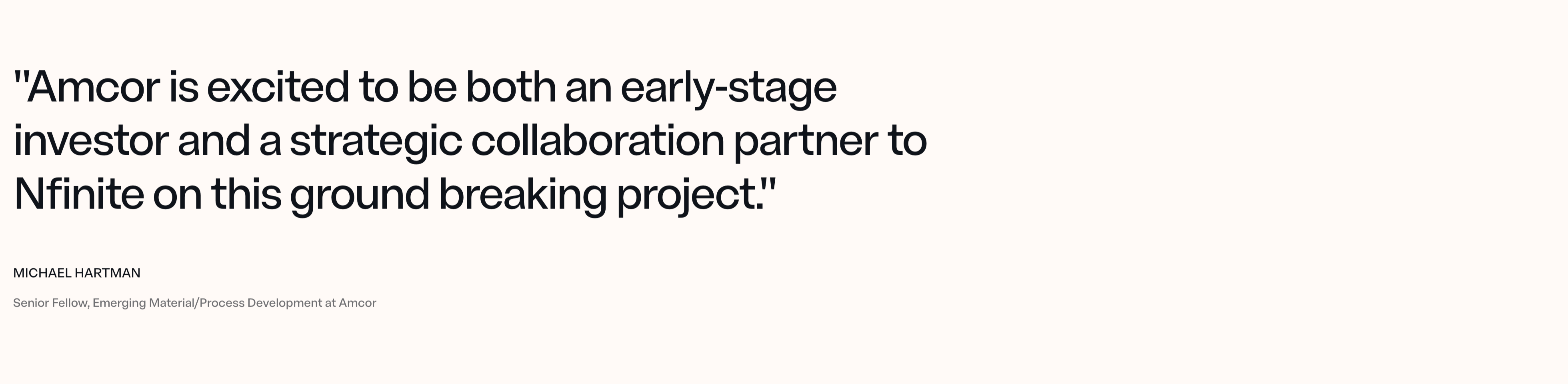 NFINITE Amcor Pull-Quote — Testimonial section from Nfinitepaper