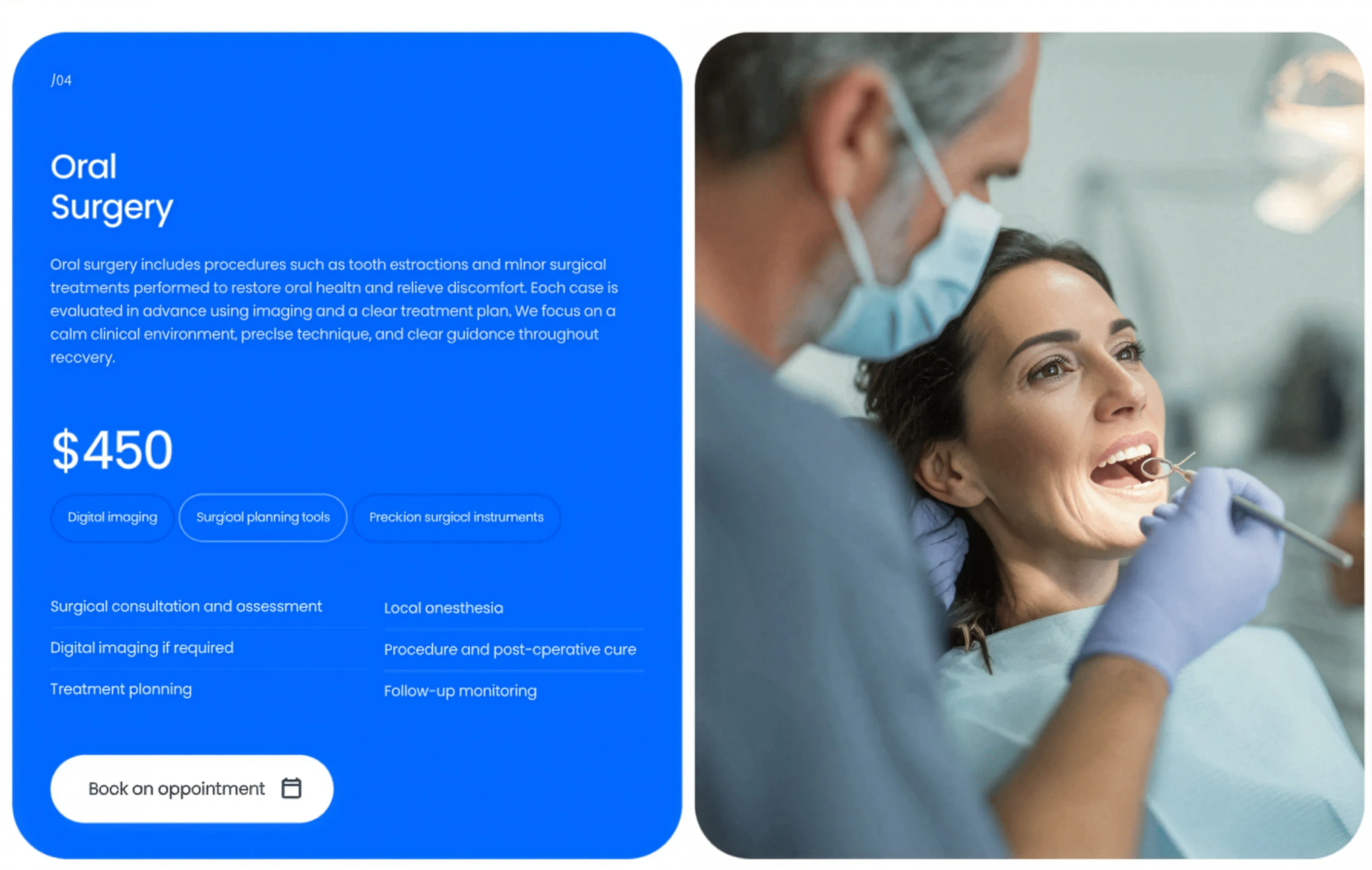 Oral Surgery Accent Service Panel — Content section from Behance