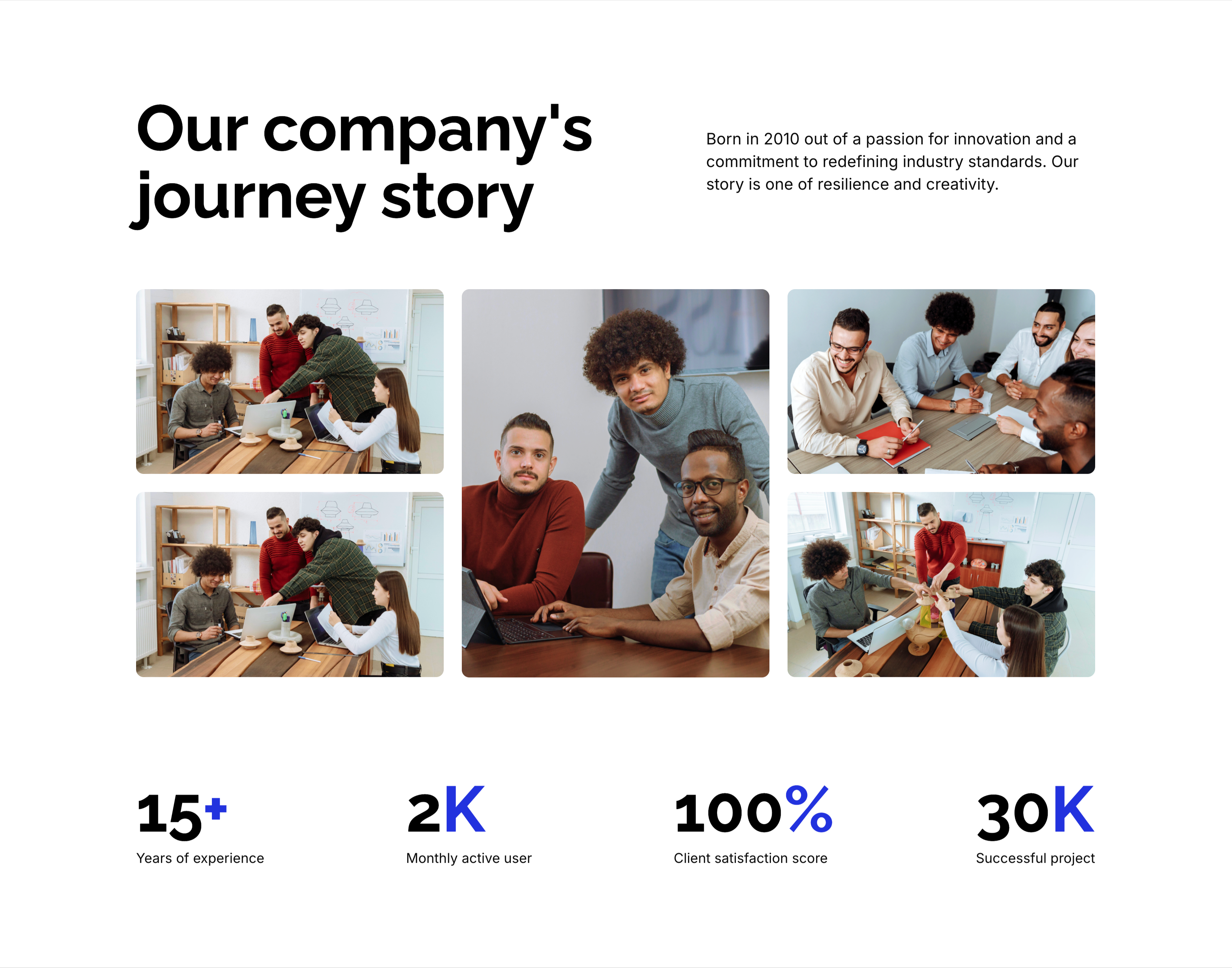 Our Company's Journey Story With Stats — Content section from Zubuz