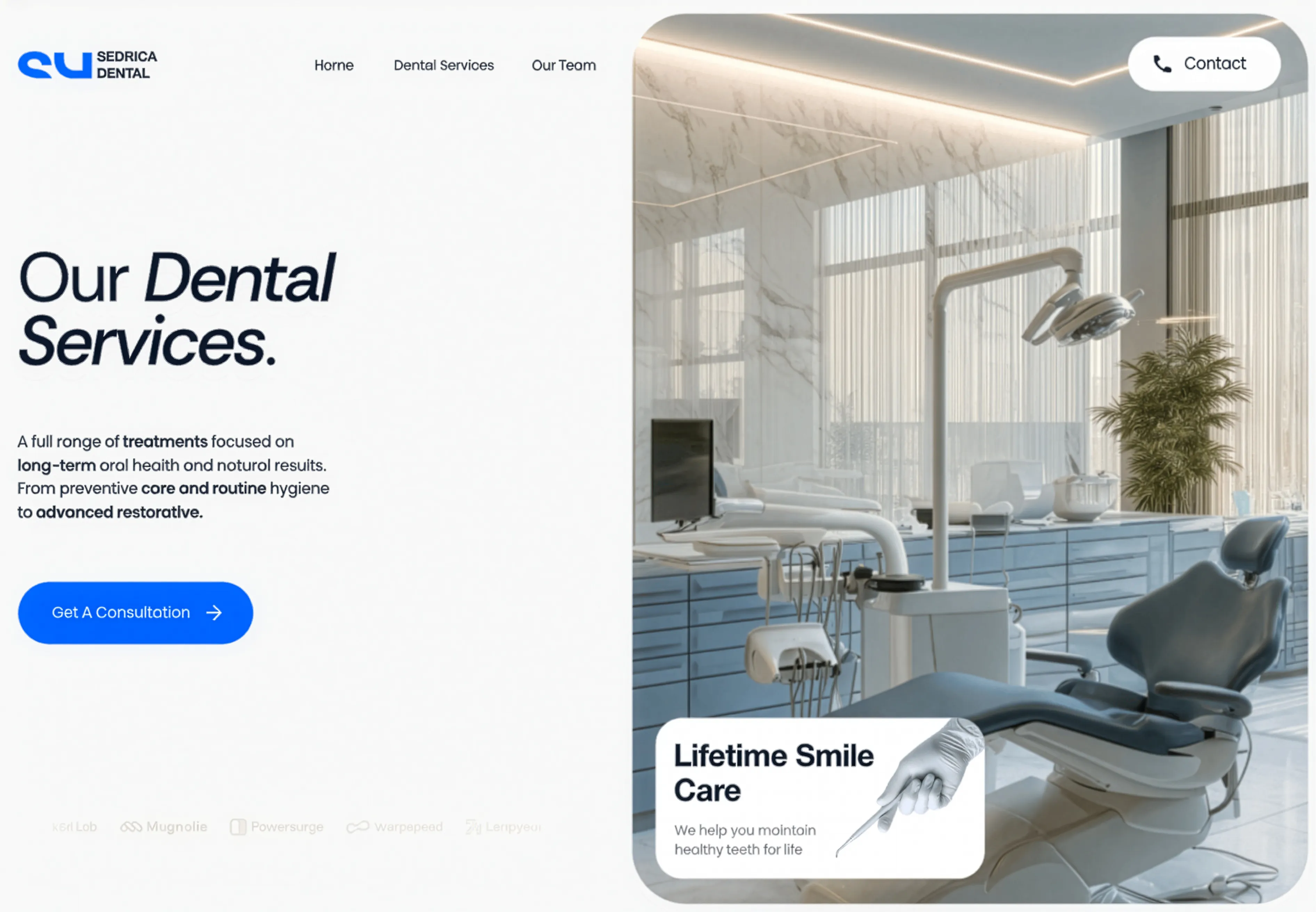 Our Dental Services Split Hero — Hero section from Behance