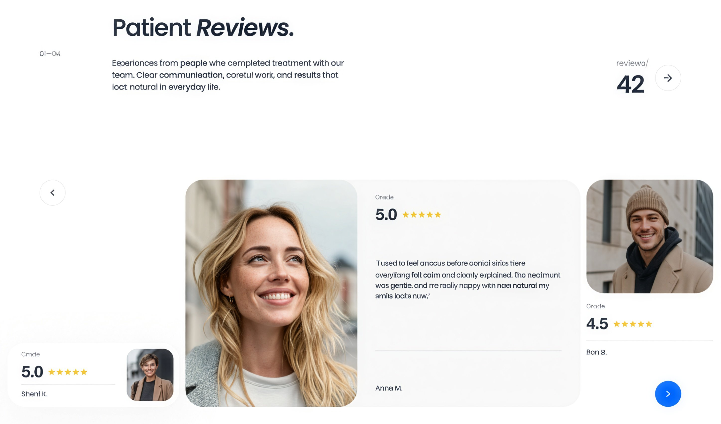 Patient Reviews Testimonial Carousel — Testimonial section from Behance