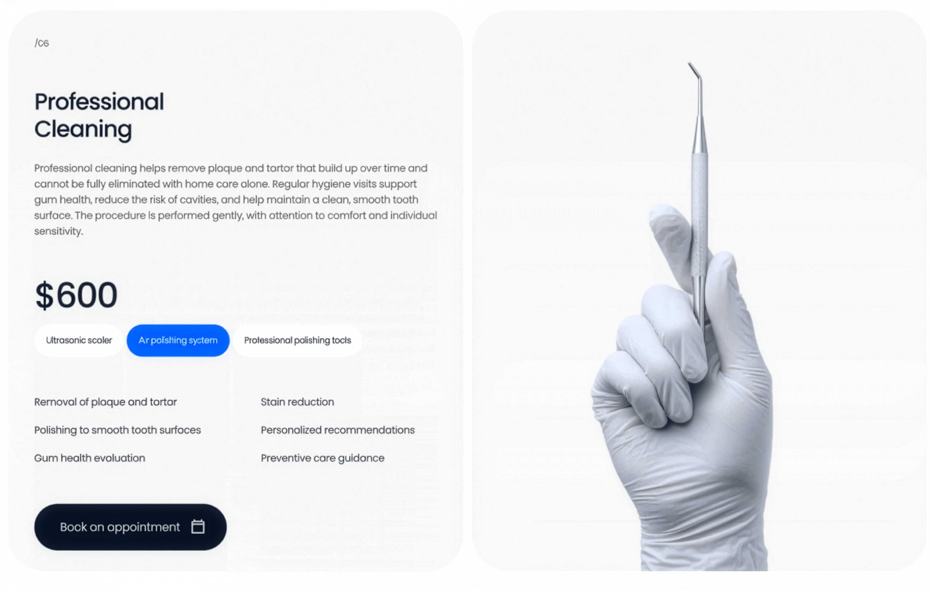 Professional Cleaning Service Panel — Content section from Behance
