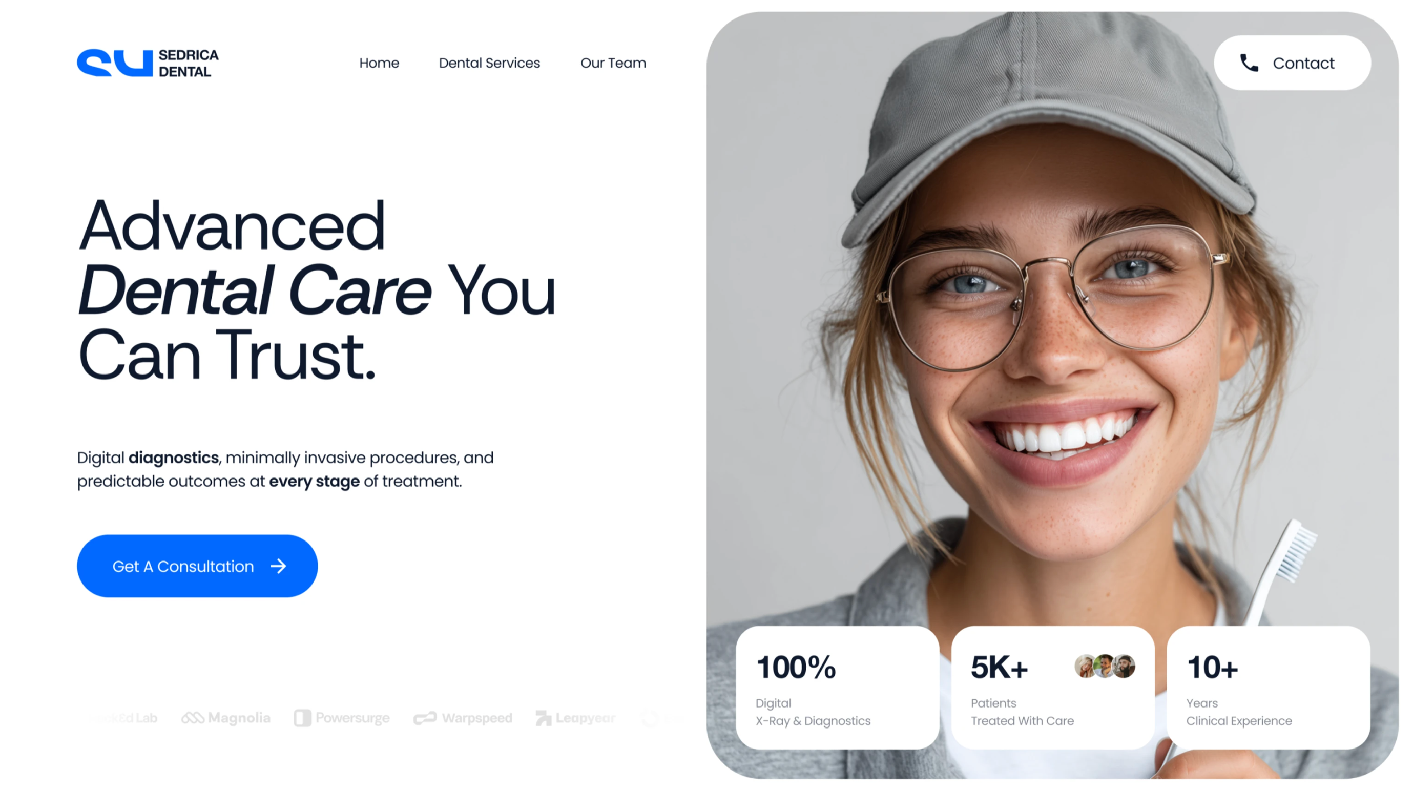 Split Hero with Stats — Hero section from Behance