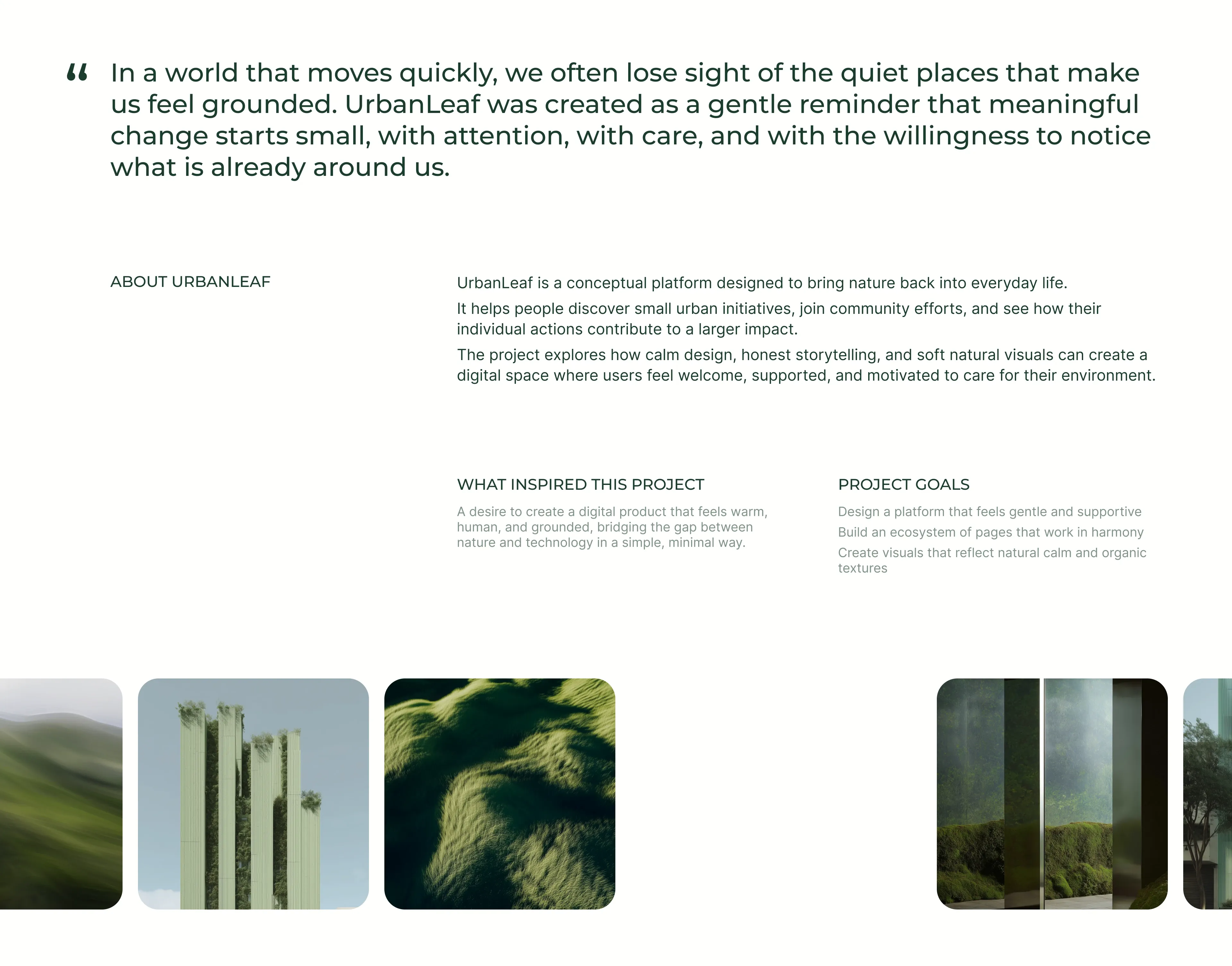 UrbanLeaf About And Project Goals — Content section from Behance