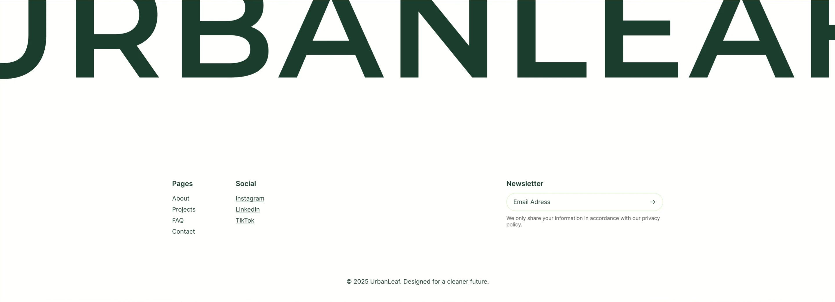 UrbanLeaf Oversized Wordmark Footer — Footer section from Behance