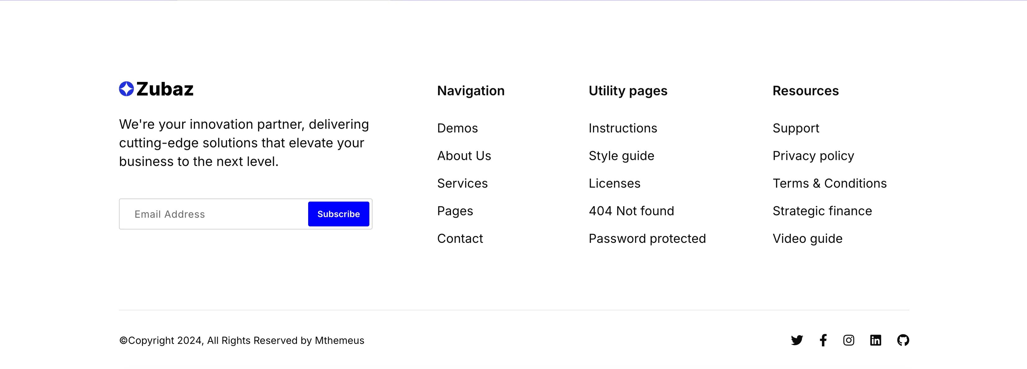 Zubaz Footer With Newsletter Signup — Footer section from Zubuz